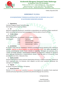 III WTK S - Krakowski Okręgowy Związek Tenisa Stołowego