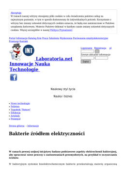 Bakterie źródłem elektryczności - Informacje