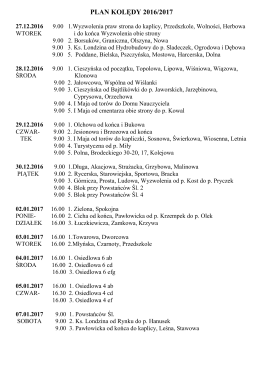 PLAN KOLĘDY 2016/2017