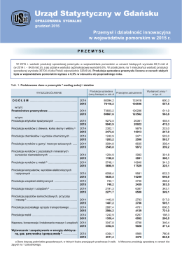 Przemysł i działalność innowacyjna w województwie pomorskim w