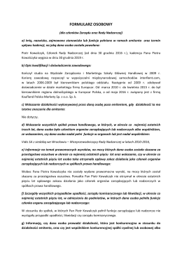 FORMULARZ OSOBOWY (RYNEK NEWCONNECT) PK