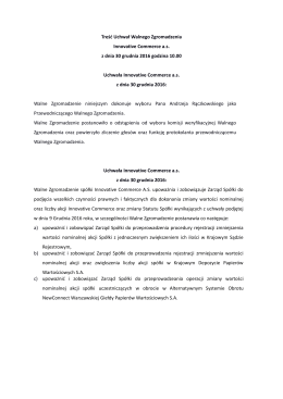 Treść Uchwał Walnego Zgromadzenia Innovative