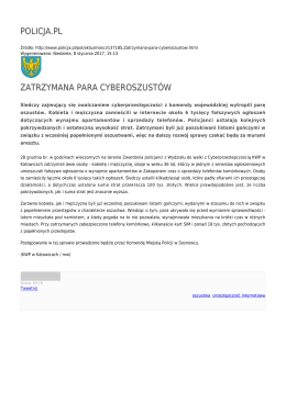 POLICJA.PL ZATRZYMANA PARA CYBEROSZUSTÓW