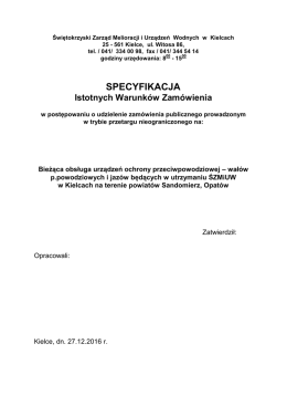 specyfikacja - Świętokrzyski Zarząd Melioracji i Urządzeń Wodnych