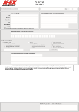 DO ZGŁOSZENIA REKLAMACJI NALEŻY DOŁĄCZYĆ - K-EX