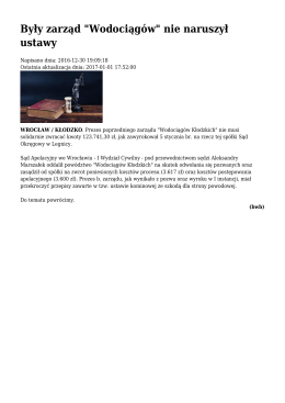 Były zarząd "Wodociąg&oacute;w" nie naruszył ustawy