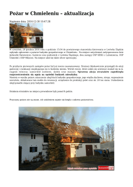 Pożar w Chmieleniu – aktualizacja