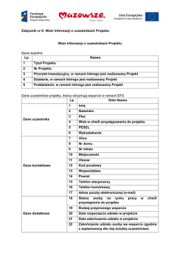 Załącznik 10.6 - Wzór Informacji o uczestnikach Projektu