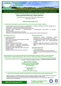 Specjalista/Starszy Specjalista