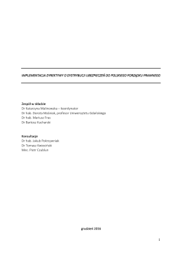 1 implementacja dyrektywy o dystrybucji ubezpieczeń do polskiego