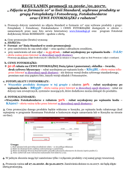 REGULAMIN promocji 12.2016r./01.2017r.