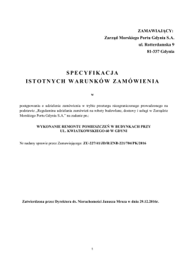 specyfikacja istotnych warunk&oacute;w zam&oacute;wienia