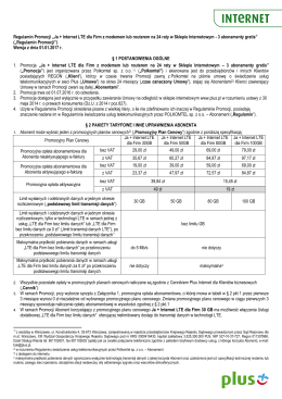 Regulamin Promocji „Ja + Internet LTE dla Firm z