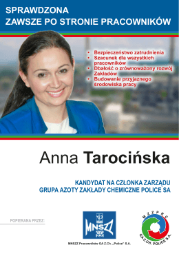 Anna Tarocińska - MZZPRC Grupa Azoty Police SA