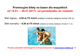 Promocyjne bilety na basen dla wszystkich od 14.01. – 29.01.2017r