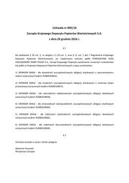 Uchwała nr 895/16 Zarządu Krajowego Depozytu Papierów