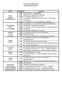 Intencje mszalne - parafiakomarow.pl