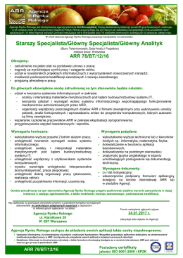 Starszy Specjalista/Gł&oacute;wny Specjalista/Gł&oacute;wny Analityk w Biurze
