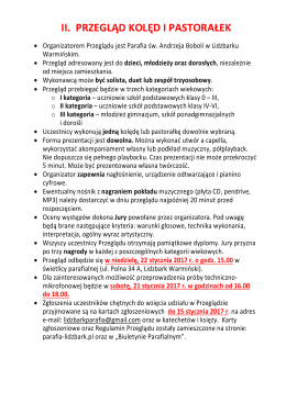 ii. przegląd kolęd i pastorałek - Parafia św. Andrzeja Boboli w