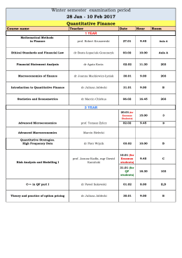 Quantitative Finance Winter semester examination period 28 Jan