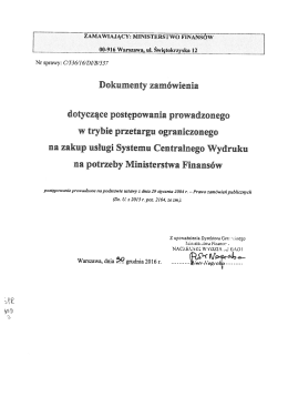 ZAMAWIAJĄCY: MINISTERSTWO FINANSÓW OO