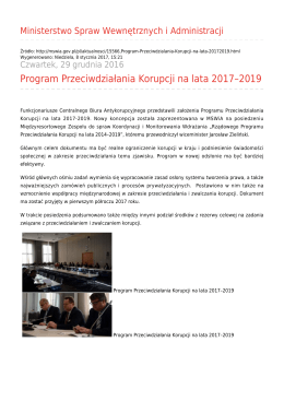 Program Przeciwdziałania Korupcji na lata 2017–2019