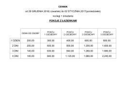 Cennik Sylwestrowy POKOJE Z UMYWALKAMI do pobrania w