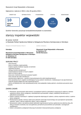 starszy inspektor wojewódzki w Wydziale Polityki Społecznej WPS.O