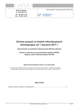 Zmiany pozycji na listach refundacyjnych obowiązujące od 1