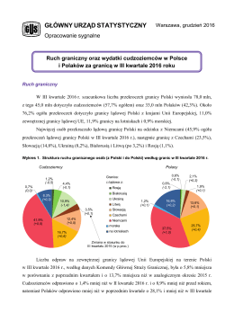 Ruch graniczny oraz wydatki cudzoziemców w Polsce i Polaków za