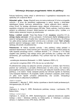 Informacje dotyczące przygotowania tekstu do publikacji