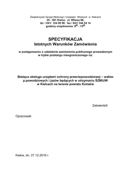 specyfikacja - Świętokrzyski Zarząd Melioracji i Urządzeń Wodnych