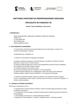 zapytanie ofertowe na przeprowadzenie szkolenia specjalista ds