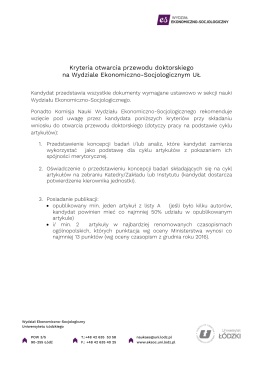 osób, które chcą otworzyć przewód doktorski na podstawie cyklu