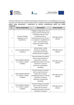 Informacja tabelaryczna nt. projektów spełniających wymogi