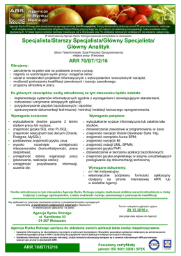 Specjalista/Starszy Specjalista/Główny Specjalista
