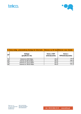 5. Ceny usług - przewodowy dostęp do Internetu . Umowa