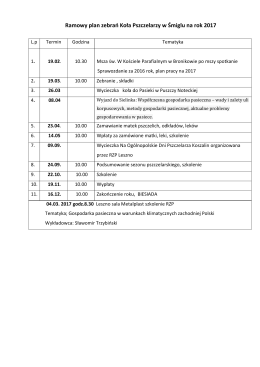 Harmonogram działań w roku 2017
