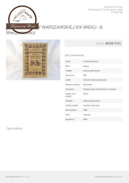 SŁOWNIK GWARY WARSZAWSKIEJ XIX WIEKU