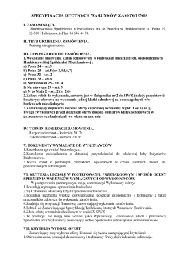 Malowanie klatek - Specyfikacja Isotnych Warunków - hsm