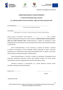 Pisemna zgoda rodzica/opiekuna prawnego