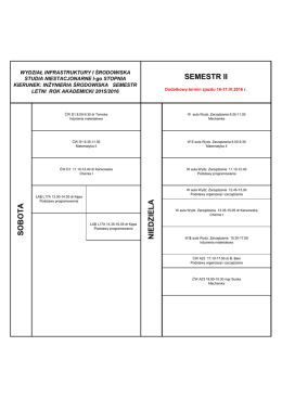 sobotan ie dz ie la semestr ii - Wydział Infrastruktury i Środowiska