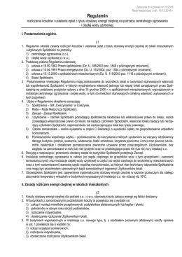 Regulamin rozliczania kosztów i ustalania opłat z tytułu dostawy