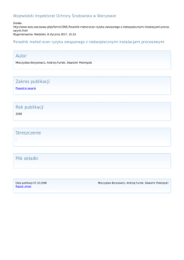 Autor Zakres publikacji Rok publikacji Streszczenie Plik okładki