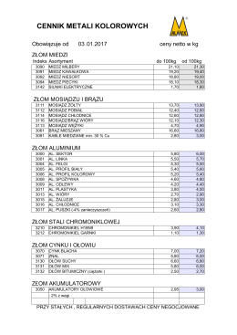 Pobierz aktualny cennik Plik w formacie PDF - Almex