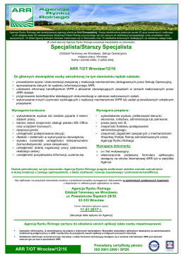 Specjalista/Starszy Specjalista