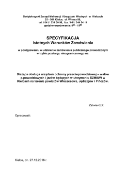 specyfikacja - Świętokrzyski Zarząd Melioracji i Urządzeń Wodnych