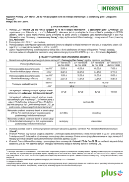 Regulamin Promocji „Ja + Internet LTE dla Firm ze