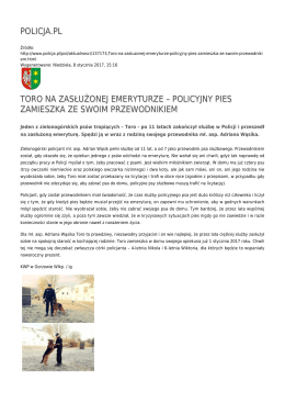 policja.pl toro na zasłużonej emeryturze – policyjny pies zamieszka