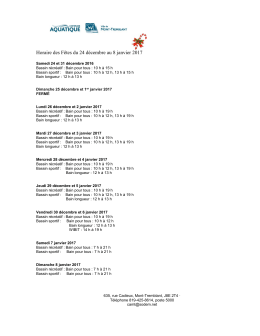 Horaire du temps des fêtes - Complexe Aquatique Mont